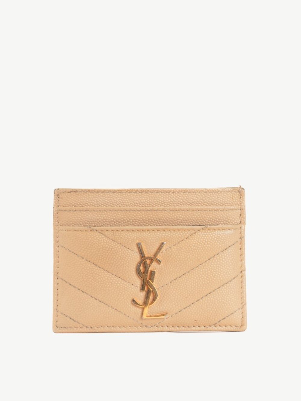 Saint Laurent Crema Soft Grain de Poudre Tech YSL-Monogram Card Case